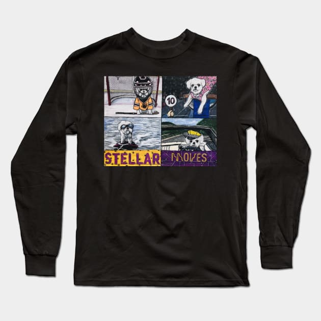 Stellar Puppy Power Moves Long Sleeve T-Shirt by Artladyjen